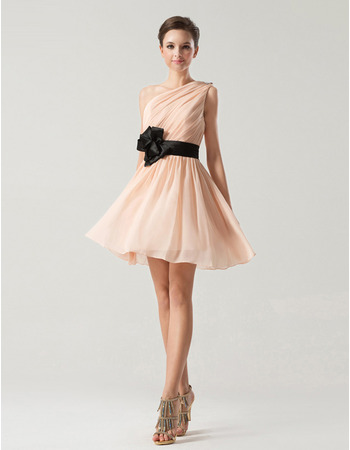 Spring/ Summer A-Line One Shoulder Short Chiffon Bridesmaid Dresses