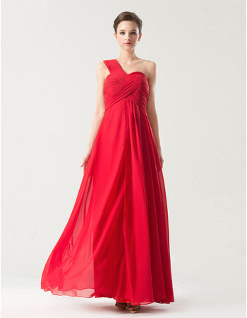 Sexy Empire One Shoulder Long Chiffon Bridesmaid Dresses