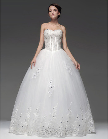 Ball Gown Sweetheart Floor Length Wedding Dresses for Brides