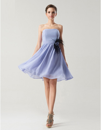 Affordable A-Line Strapless Knee Length Chiffon Bridesmaid Dresses