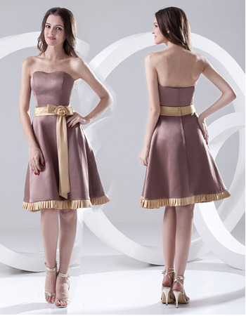 Discount Custom Strapless Short Bridesmaid Dresses for Summer Wedding