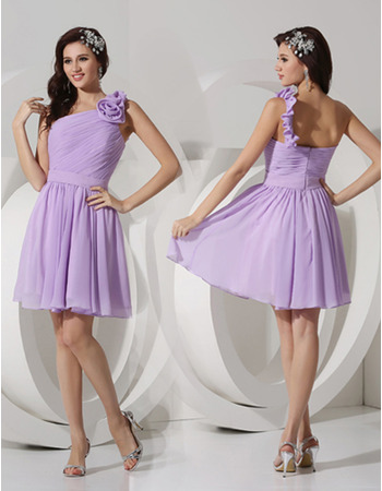 Sexy A-Line One Shoulder Short/ Mini Chiffon Bridesmaid Dresses