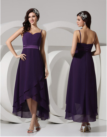 Asymmetric High-Low Chiffon Bridesmaid Dresses for Summer Beach Wedding