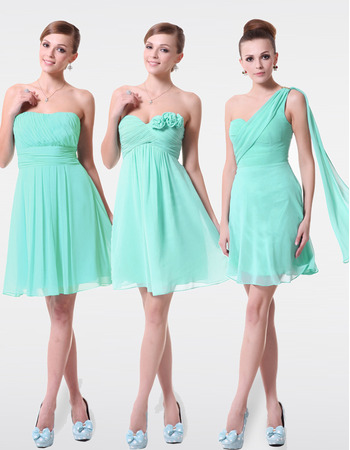 Discount Sexy A-Line Short Chiffon Bridesmaid Dresses for Summer