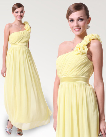 Vintage Discount One Shoulder Ankle Length Chiffon Bridesmaid Dresses