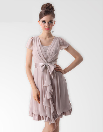 Elegant V-Neck Short Chiffon Bridesmaid Dresses for Summer Wedding