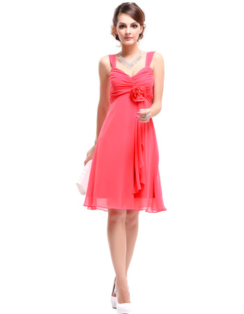 Inexpensive Empire Straps Short Chiffon Summer Bridesmaid Dresses