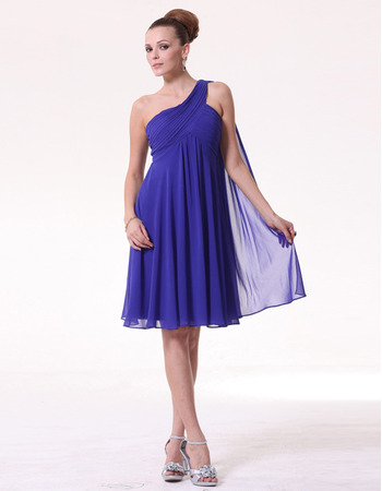 Sexy Empire One Shoulder Short Chiffon Summer Bridesmaid Dresses