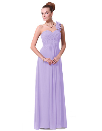 Vintage One Shoulder Floor Length Chiffon Bridesmaid Dresses for Spring