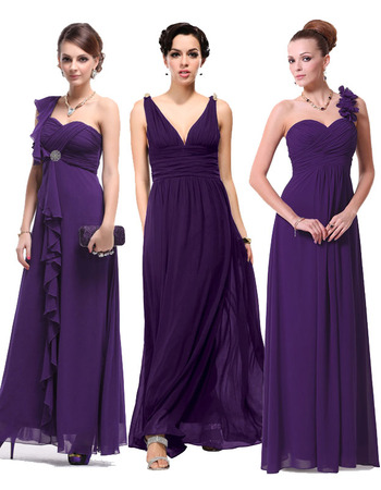 Affordable Sexy Custom Sheath Floor Length Chiffon Bridesmaid Dresses