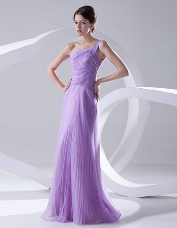 Custom A-Line One Shoulder Floor Length Satin Evening/ Prom Dresses