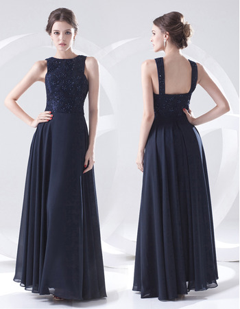 Formal and Elegant Sheath Floor Length Chiffon Evening/ Prom Dresses