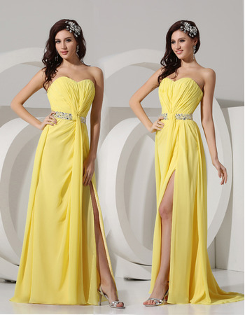 Spring Sheath Sweetheart Long Chiffon Evening/ Prom Dresses