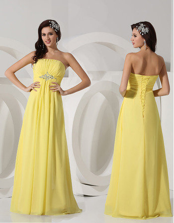 Spring New Style Strapless Long Chiffon Evening/ Prom Dresses