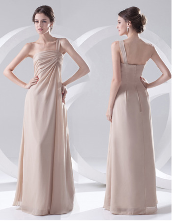 Custom Sheath One Shoulder Floor Length Chiffon Evening/ Prom Dresses