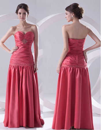 Spring Sheath Sweetheart Floor Length Satin Evening/ Prom Dresses