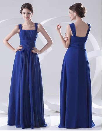 Custom Elegant Sheath Square Long Chiffon Evening/ Prom Dresses