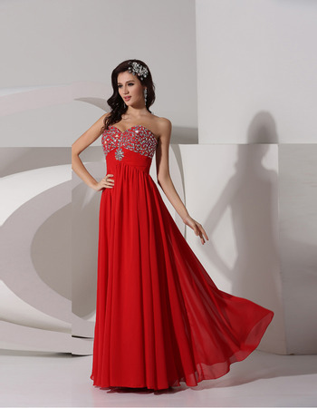 Discount A-Line Sweetheart Floor Length Chiffon Evening/ Prom Dresses