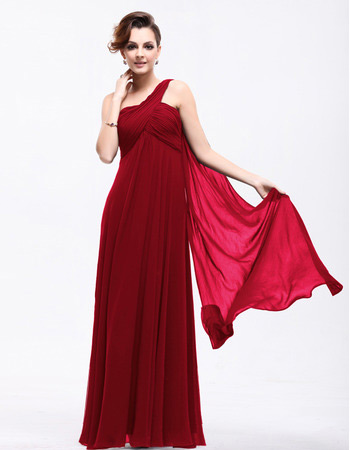 Sexy Empire One Shoulder Chiffon Floor Length Evening/ Prom Dresses