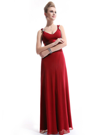 Custom Sexy Chiffon Sheath V-Neck Floor Length Evening/ Prom Dresses