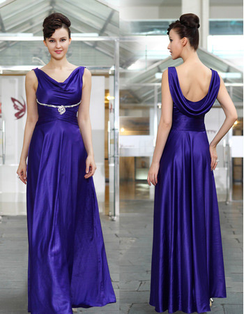 Inexpensive Elegant A-Line Floor Length Satin Evening/ Prom Dresses