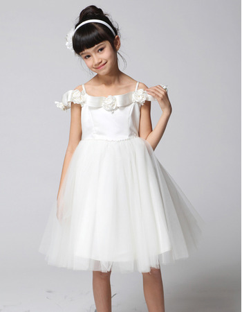 A-Line Spaghetti Straps Knee Length Flower Girl Dresses