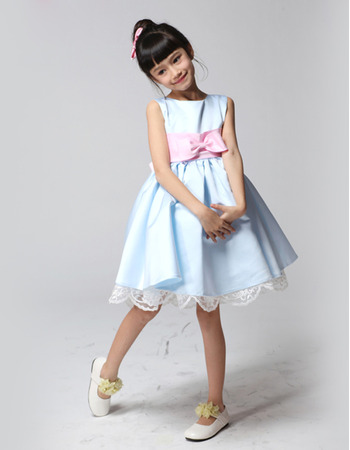 Discount A-Line Knee Length Satin Flower Girl Dresses