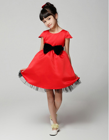 A-Line Cap Sleeves Short First Communion/ Flower Girl Dresses