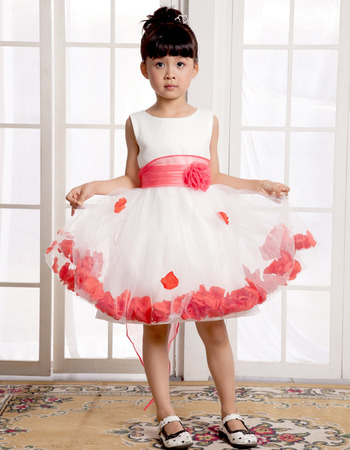 A-Line Knee Length Satin First Communion/ Flower Girl Dresses