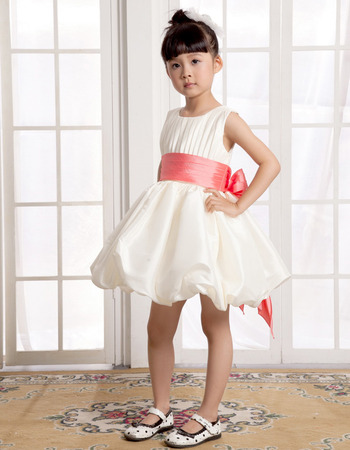 A-Line Short Satin First Communion/ Flower Girl Dresses