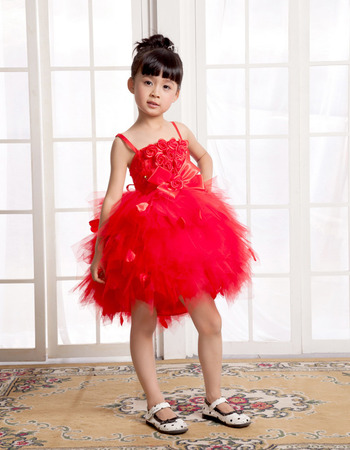 Ball Gown Spaghetti Straps Short Flower Girl Dresses