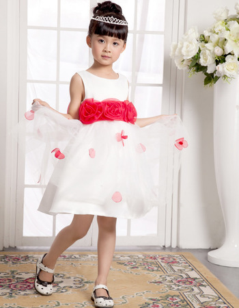 A-Line Short Satin Easter Dresses/ Flower Girl Dresses