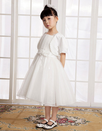 A-Line Knee Length Satin First Communion/ Flower Girl Dresses