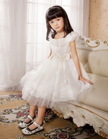 Knee Length Organza First Communion/ Flower Girl Dresses