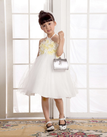 Empire Halter Knee Length Easter Dresses/ Flower Girl Dresses