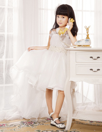 Discount Spaghetti Straps Asymmetric Organza Flower Girl Dresses