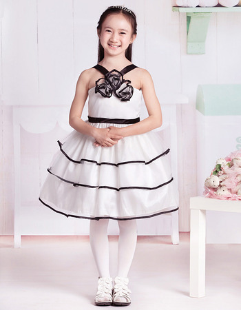 Ball Gown V-Neck Knee Length Flower Girl Dresses