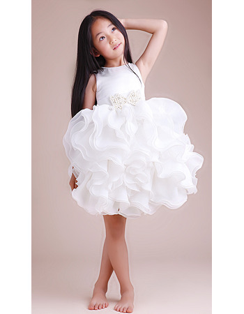 Ball Gown Short Satin Ruffle Flower Girl Dresses