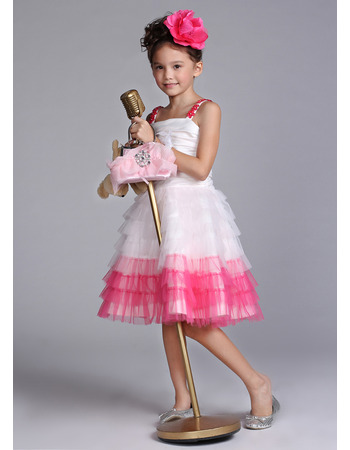 Knee Length Tiered Easter Dresses/ Flower Girl Dresses