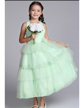 Halter Tea Length Satin Easter Dresses/ Flower Girl Dresses