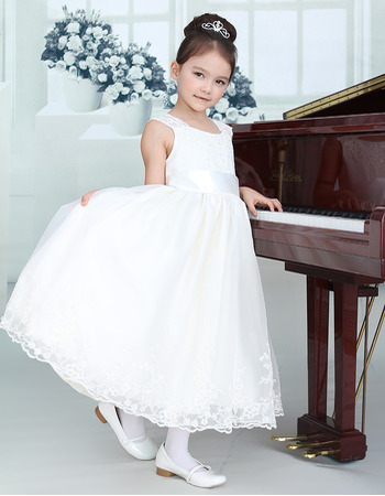 Custom Tea Length Organza First Communion/ Flower Girl Dresses