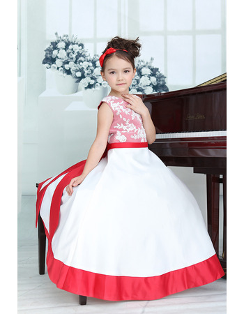 Affordable A-Line Floor Length Satin Flower Girl Dresses