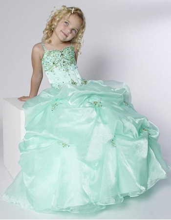 Ball Gown Straps Floor Length Pick-Up Flower Girl Dresses