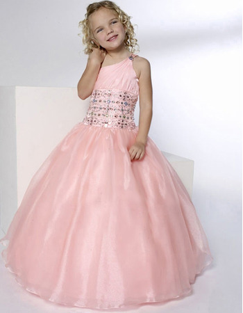 Ball Gown One Shoulder Floor Length Flower Girl Dresses