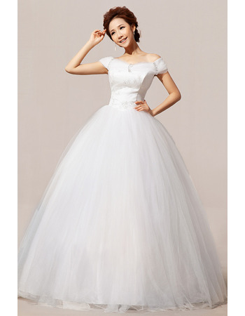 Affordable Off-the-shoulder Ball Gown Floor Length Wedding Dresses