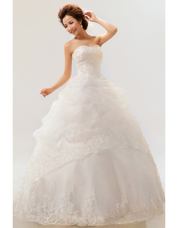 Elegant Organza Ball Gown Sweetheart Floor Length Wedding Dresses