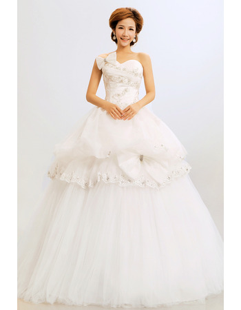 Affordable Elegant Ball Gown Sweetheart Long Organza Wedding Dresses