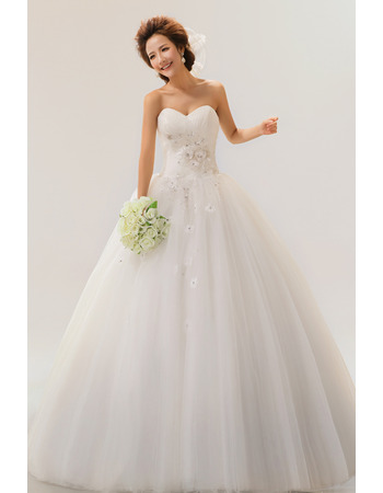 A-Line Sweetheart Long Applique Organza Dresses for Spring Wedding