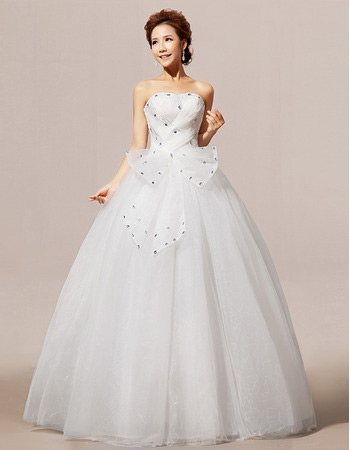 Elegant Ball Gown Strapless Floor Length Rhinestone Wedding Dresses