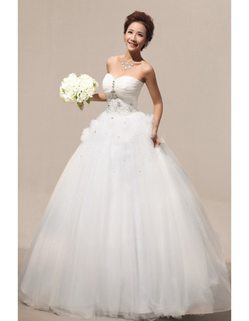 Custom Ball Gown Sweetheart Floor Length Satin Wedding Dresses